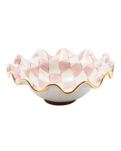Rosy Check Ceramic Fluted Breakfast Bowl