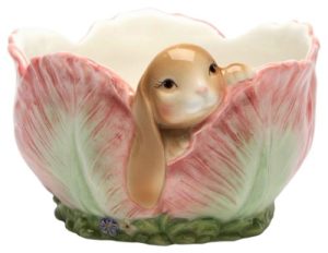 Ceramic Barn Yard Bunny Candy Bowl, 5-Inch Long, 2-3/4-Inch