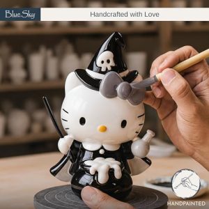 Blue Sky Clayworks Hello Kitty Brew Figurine, Ceramic, 5″ L x 4.125″ W x 7.25″ H, Monochrome Cauldron Cutie View 2