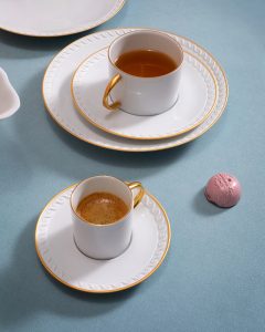 Neptune 24K Gold-Rimmed Espresso Cup and Saucer Set