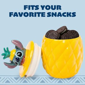 Silver Buffalo Disney Lilo and Stitch Pineapple Tropical 3D Sculpted Ceramic Cookie Snack Candy Jar (Medium) View 2