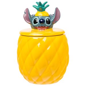 Silver Buffalo Disney Lilo and Stitch Pineapple Tropical 3D Sculpted Ceramic Cookie Snack Candy Jar (Medium)
