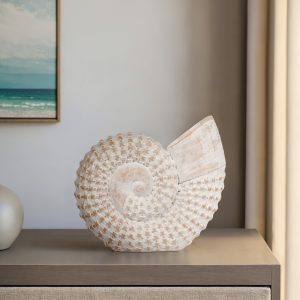 Ceramic Shell Figurine – Elegant Home Decor Accent Piece – 7″ x 3″ x 7″