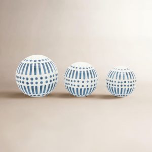 Glade Set of 3 Decorative Orbs – Contemporary White and Tan Round Orb Decor – Ceramic Home or Office Table Decoration – Home Gift Idea